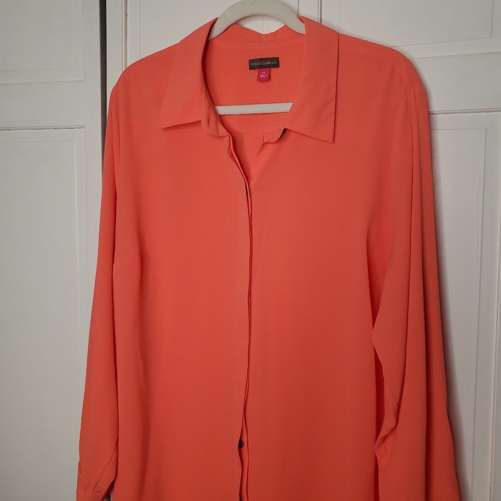Vince Camuto Oversized High Low Hem Button Down